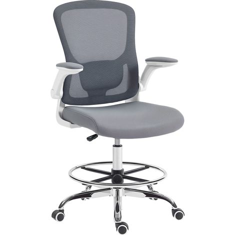 HOMCOM Ergonomic Tall Office Chair, 360 Degree Swivel Task Stool