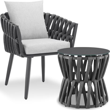 2 pièces salon jardin Lugano design cordé anthracite