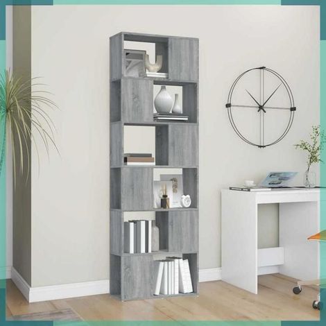 816033 Bibliothèque/Séparateur de pièce Sonoma gris 60x24x186 cm (1/5)
