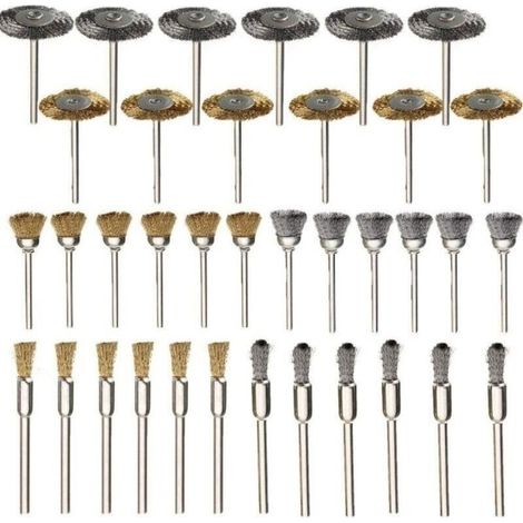 Brosse en laiton. 36 pièces. roues en fil d'acier. brosses. perceuse. outils rotatifs. polissage. outils rotatifs Dremel (1/5)