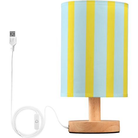 Yuiboo Lampe de table nuit unique à rayures jaunes et bleues (1/5)