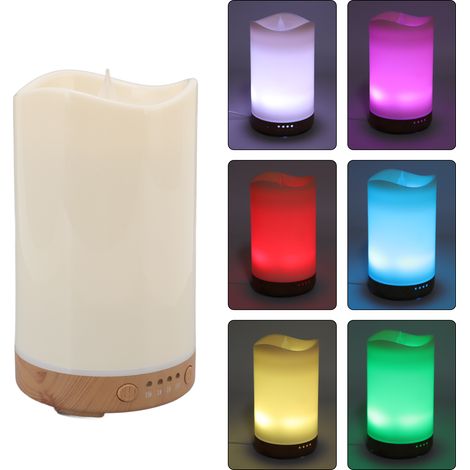 130-ml-Luftbefeuchter, Aromatherapie-Diffusor, Kerzenform, helle Holzoptik mit Flammenlampe, 100–240 V, ideal für Partys und als Geschenk (europäischer Stecker). (1/5)