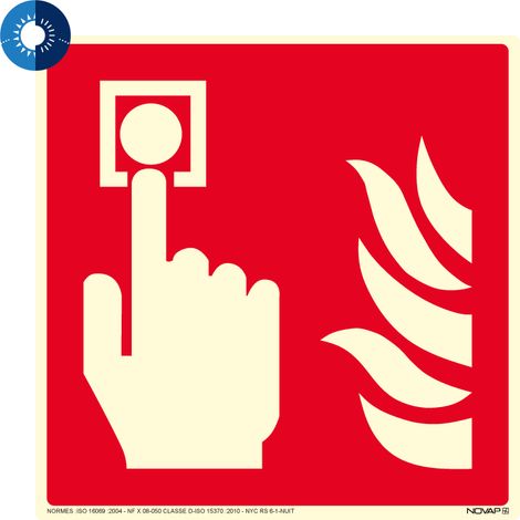 Panneau photoluminescent HD Alarme incendie - rigide 200x200mm - 4055381