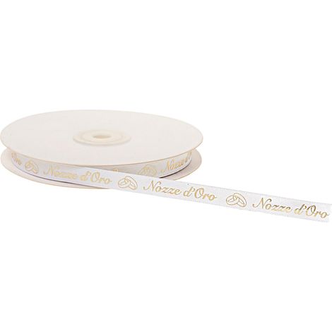 ETM Nastro Raso Nozze d'Oro 10 Mm 25 Mt Bianco
