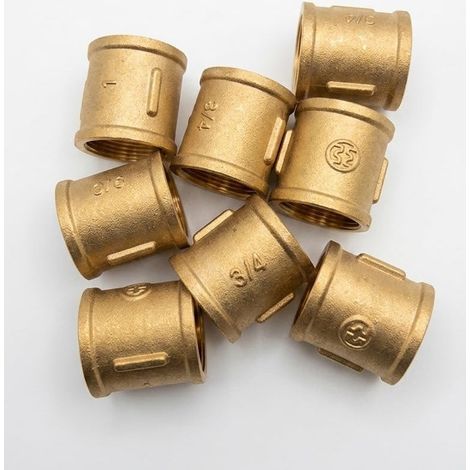 Confezione da 8 raccordi per tubi in ottone da 3/4" (20x27), filettatura femmina-filettatura femmina Raccordo a vite ad alte prestazioni, pressione 10 bar, per acqua calda e fredda (da 0°C a 95°C)