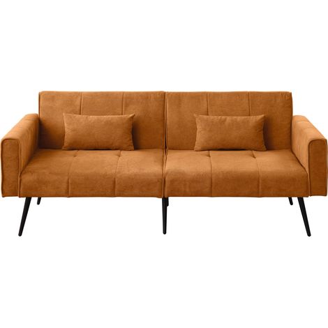 Divano letto futon in velluto a coste arancione 175 x 71 x 71 cm HOMVRA (1/5)