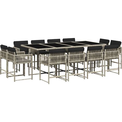 Maison Exclusive - Set comedor jardín y cojines 13 pzas ratán sin