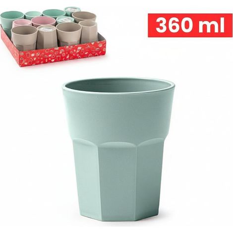 Set 12 Bicchieri Ottagonali HEMAX - Tazze in Plastica 360ml Assortito (Verde/Rosa/Marrone) (1/4)