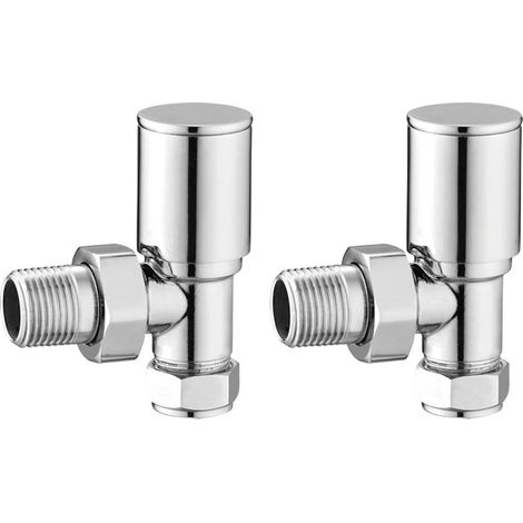 Heatwave Round Chrome Angled Radiator Valves Pair (1/2)