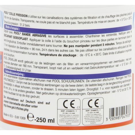 Colle Pression - Colle blanche spéciale piscine pour PVC rigide 250mL (1/3)