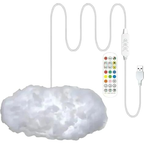 Nuages lumineux – Lampe moderne intelligente à DEL pour décoration d'intérieur, chambre à coucher, salon, étude Matériau en boule de coton avec prise USB et cordon de 300 cm, éclairage décoratif (1/5)