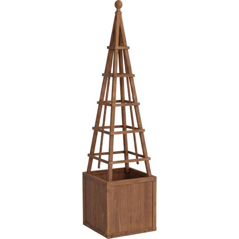 Graticcio fioriera HHG-081, vaso da fiori, supporto grata per rampicanti in legno MVG 168x40x40 cm, marrone scuro (1/5)