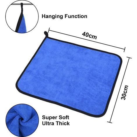 Set mit 6 Mikrofasertüchern, extra dick und super saugfähig, für Autowäsche, Haushaltsreinigung, Trocknen und Polieren, 30 x 40 cm (1/4)