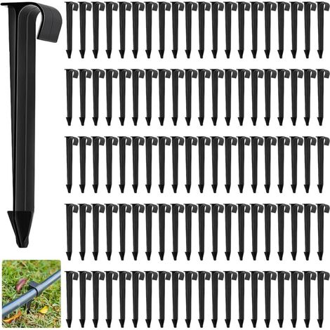 100 pièces de supports de tuyau d'arrosage en PE – Fixation au sol pour tuyaux flexibles de 16 mm, hauteur 11,2 cm – Idéal pour systèmes d'irrigation de jardin, arrosage goutte à goutte et micro-asper (1/5)