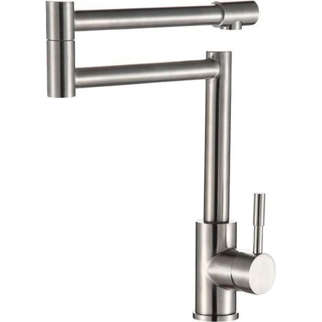 Robinet de cuisine en acier inoxydable Sus304 Tube pliant universel Tube déformable Sortie multidirectionnelle Robinet de cuisine Mélangeur d'eau froide-chaude Mitigeur