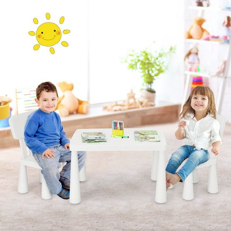 3 tlg kindersitzgruppe kindertisch mit 2 stuhlen kindermobel aus kunststoff wei