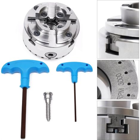 4 Jaw Mini Lathe Chuck M33 - Wood Turning Chuck Lathe Chuck Accessory Thread Lathe Chucks Set for Woodworking Lathe General Lathe Grinder Milling Machine Drilling Machine (1/5)