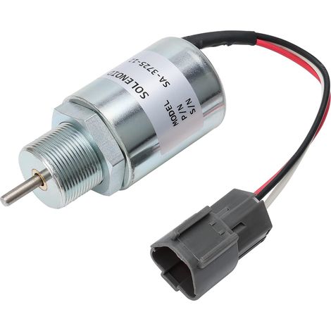 Solenoide de corte de combustible SA-3725-12 para motores Mitsubishi L2E L3E S3L S4L, Volvo EC15, Toro 223D y tractor Mahindra Max 28, 12 V CC. (1/5)