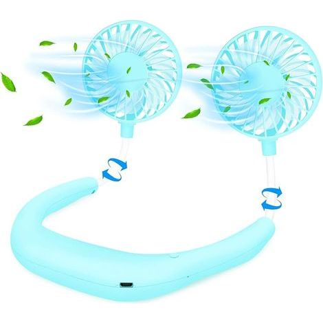 Portable USB handheld fan, hands-free, compact size, ideal for travel and outdoor sports activities (blue). - AquaForge (1/5)
