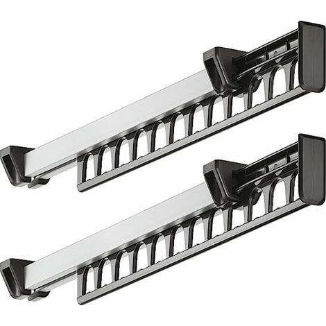 Porte-vêtements Armoire Garde-Robe Extractible Coulissant pour Cintre Support Portemanteau for pour 12 Cintres Longueur 315 mm Lot de 2 (1/5)