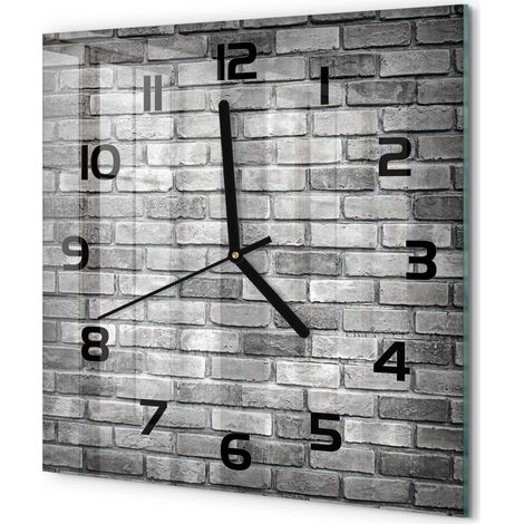Horloge Murale Carrée Moderne en Verre Mouvement Quartz Silencieux pour Salon Mur de briques 30x30 cm (1/5)