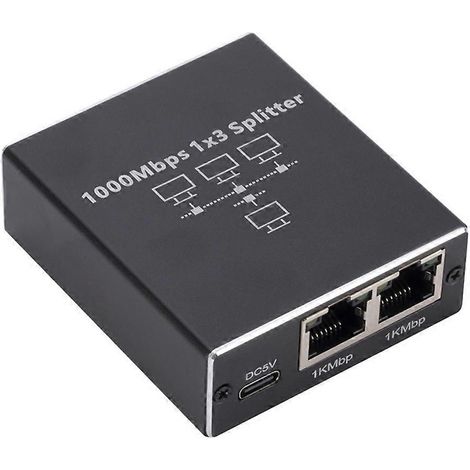 Adaptateur Ethernet Gigabit 1 vers 3 (1000 Mbps), connecteur RJ45, répartiteur LAN, compatible avec PC et téléviseurs (1/5)