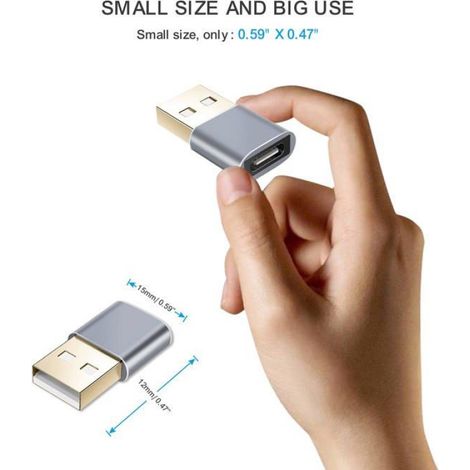Adaptateur USB-M vers USB-C - USB 3.1 - 5 V - Boîtier Aluminium - Contacts Dorés - Gris Foncé - 1 Pièce (1/4)