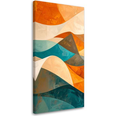 Stampe su Tela, Onde astrattismo nei colori turchese e beige, 40x80 (1/5)