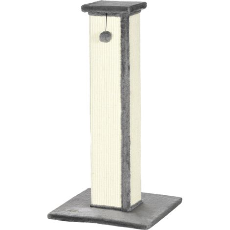 Tiragraffi per Gatti 41x41x81 cm Palo in Sisal e Pallina da Gioco Grigio (1/5)