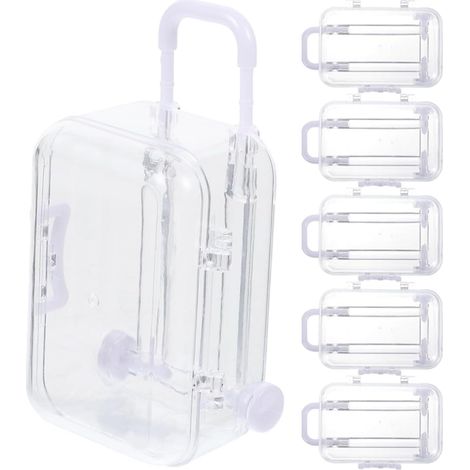 Lot de 6 Mini-boîtes à Dragées Mariage de Valise, Couleur Blanc, Matériau Ps, Design Minimaliste et Fonction Double pour Décoration de Fête de Mariage (1/5)