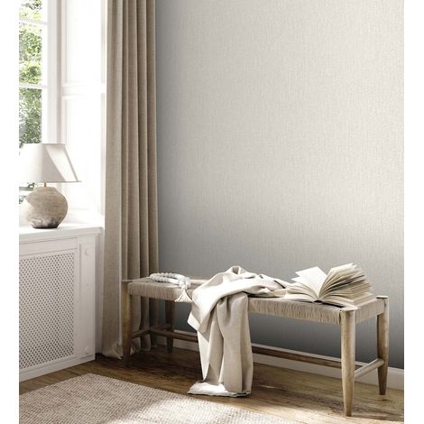 Papier peint intissé uni blanc crème Tapisserie structurée minimaliste Papier peint style naturel résistant et lavable idéal pour salon (1/4)