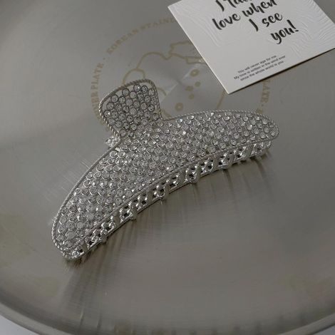 pince Cheveux En Perles - Argent, Design Dlicat, Pince Cheveux De Haute Qualit, Pince Requin, Arrire De La Tte Diamant Tincelant, Fixer Les Chev (1/5)