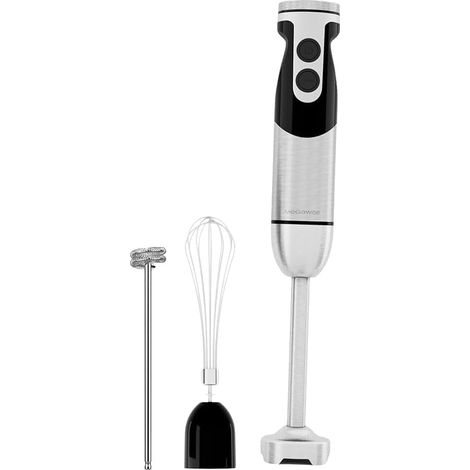Mixeur Plongeant 3-en-1 – Moteur Inox 400W, Vitesse Variable, Mode Turbo – Fouet, Mousseur à Lait (Noir) (1/5)