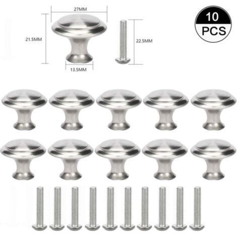 10Pcs Poignée Petit Manipuler Tiroir Acier Bouton pour meuble Joli Alliage Zinc Portes Tiroirs Penderie Relooking Vieille Cuisine Placards Hommes Femmes Argent,Poignée d'armoire de cuisine porte d'arm (1/5)