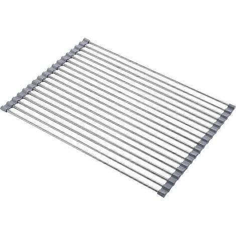 Égouttoir pliable en acier inoxydable, égouttoir à roulettes, étagère de cuisine (1/4)