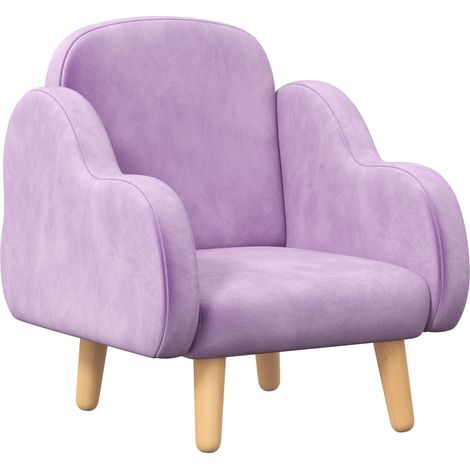 Kids Armchair Toddler Sofa Children Chair with Arm Rest, Wooden Frame, Velvet, PP Legs, Cloud Shape, for Ages 1.5-3 Years - Purple