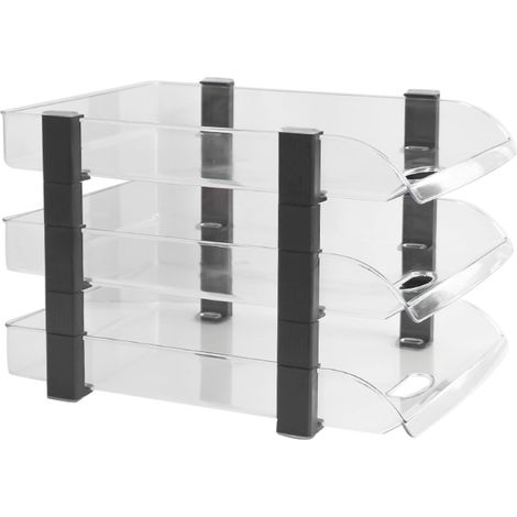 Classeur de bureau à plusieurs niveaux pour documents classifiés, en acrylique transparent, 3 niveaux, 280 x 372 x 247 mm (1/5)
