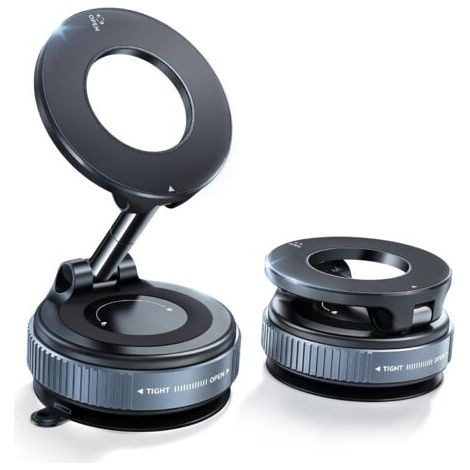 BUNTHAUS Noir Support Téléphone Voiture Magnétique Ventouse,Compatible avec MagSafe,Porte Telephone Voiture Réglable à 360° & Pliable pour iPhone 16 15 14 13 12 Pro Max Plus 16E,sur Miroir/Verre/Gym (1/4)