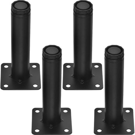 Pieds de Meuble de Remplacement 4 Pièces en Acier Laminé à Froid Noir, Hauteur Réglable Patins Antidérapants pour Canapé et Meuble de Salle de Bain (1/5)