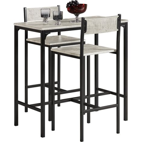 Set Mesa Alta de Bar y 2 taburetes con Respaldos Mesa de Comedor de Estilo Industrial ES L89cm x D45cm x H87cmOGT03-HG SoBuy ES