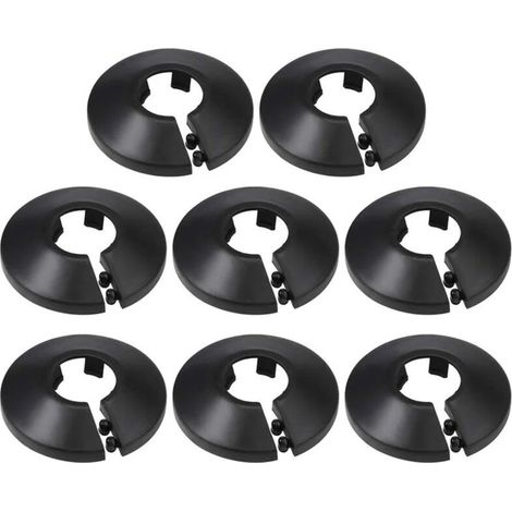 16mm Couverture De Tuyau Décoration PP Rosace De Radiateur Couverture De Mur De Tuyau D'eau Noir 8 Pcs