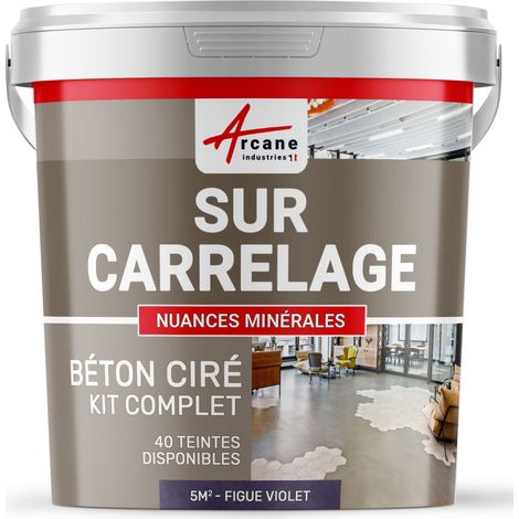 Béton ciré sur carrelage, cuisine, salle de bain, mural, sol, plan de travail, décoratif, revêtement, douche, kit - 5 m² (en 2 couches) Figue - ARCANE INDUSTRIES
