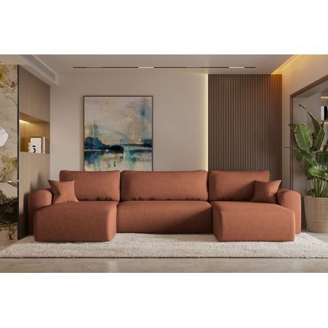 Ecksofa mit schlaffunktion und bettkasten, Sofa U-form, Couch U-form CAPRI Neve Kupfer (1/4)
