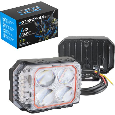 Phare Supplementaire LED Moto 27.6W 1500LM Blanc Jaune RGB Feux de Croisement Route Clignotant Rouge Bleu IP65 DC 9-60V pour Moto Scooter Voiture 4x4 Camion(4pcs) (1/5)