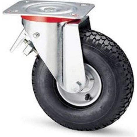 RUOTA PNEUMATICA AVO 54BIS 200X50 MM SUPPORTO GIREVOLE IN ACCIAIO CON FRENO (1/2)