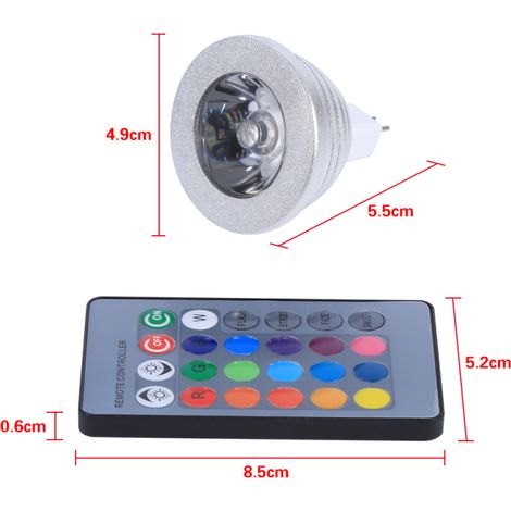 Ampoule LED RGB MR16 3W à changement de couleur 12V-24V avec télécommande pour bar à domicile (1/5)