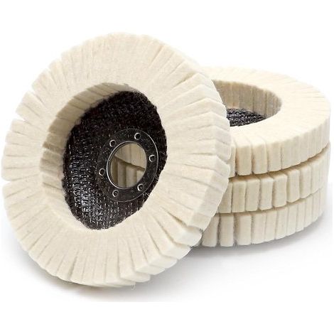 Juego de 4 discos de fieltro para pulir de 125 mm para amoladora angular - Para afilar, pulir y abrillantar madera, plástico y acero inoxidable. (1/5)