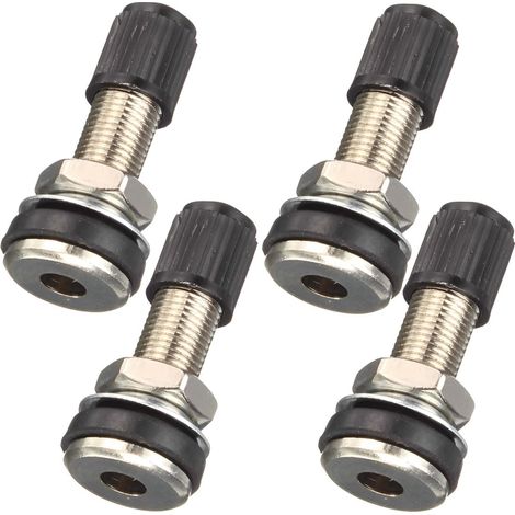 4 pièces Moto Pneu Valve Tubeless en métal avec Capuchon Anti-poussière, Valves De Jante Universelles, Poussière Tige De Valve De Roue sans Chambre à Air De Voiture (1/5)