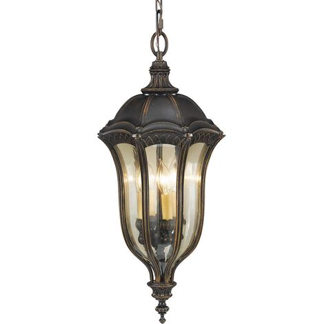 Elstead Baton Rouge - Lanterne à chaîne de plafond extérieur à 4 ampoules en noyer IP44, E14 (1/5)