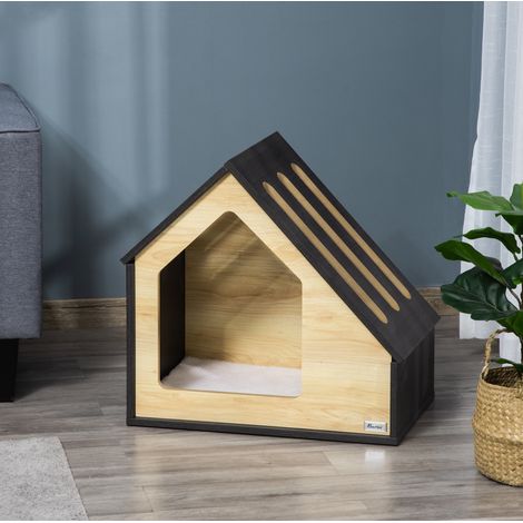 Niche pour chien d’intérieur en MDF avec coussin doux, housse déhoussable et lavable, pour petit chien jusqu’à 8 kg, 60 x 40 x 59,2 cm – CHICFURN (1/5)
